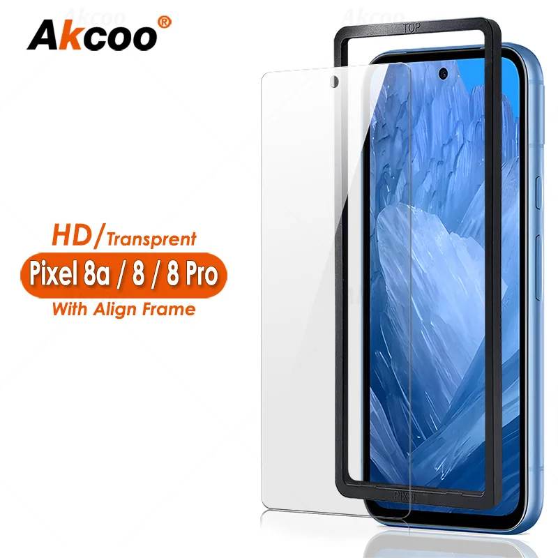 

Akcoo Google Pixel 8a Screen Protector Tempered Film for for Pixel 7 8 8pro Tempered Glass with install frame