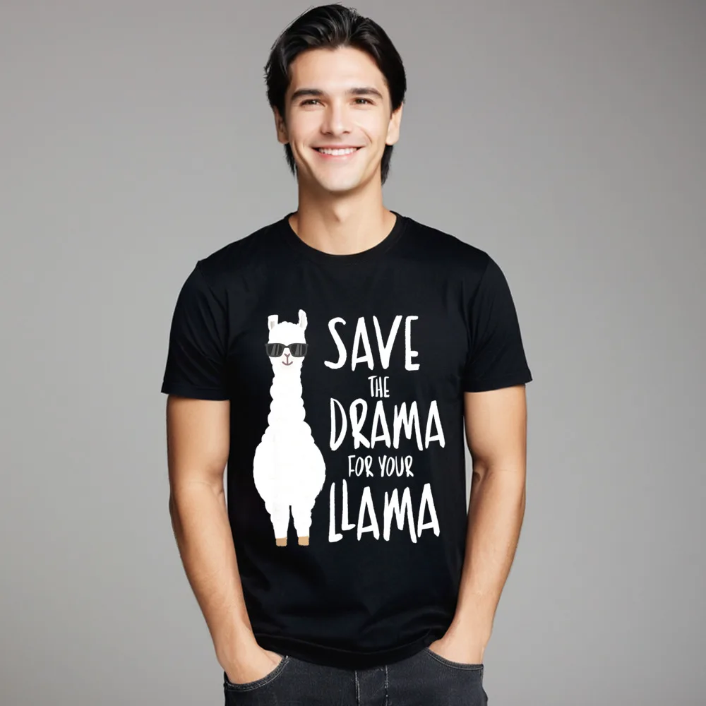 Discount Adult T Shirts Save The Drama For Your Hip hop Tops Tees Cotton Round Collar Short Sleeve Lose T-Shirt Lovers Day