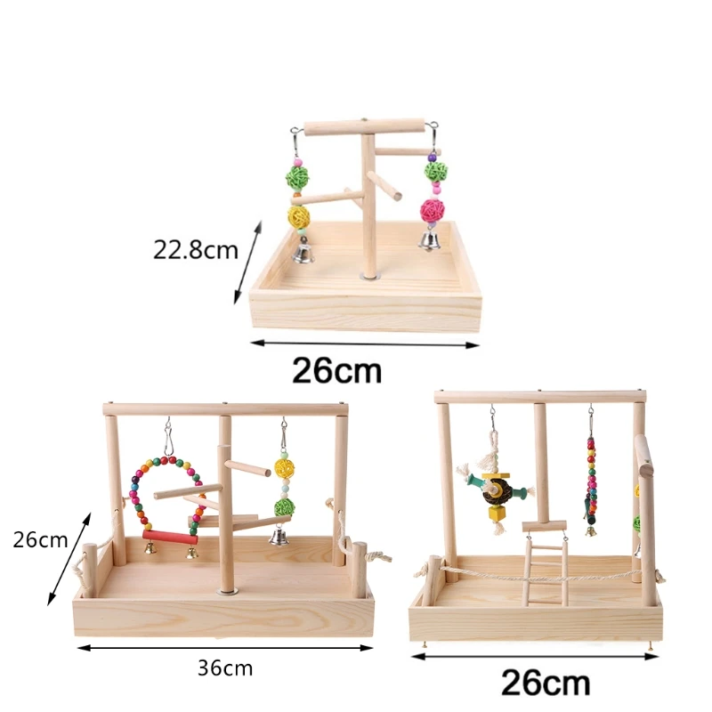 2022 New Parrot Swing Climbing Ladder Desktop Stand Wooden Playground Training Perch Toy