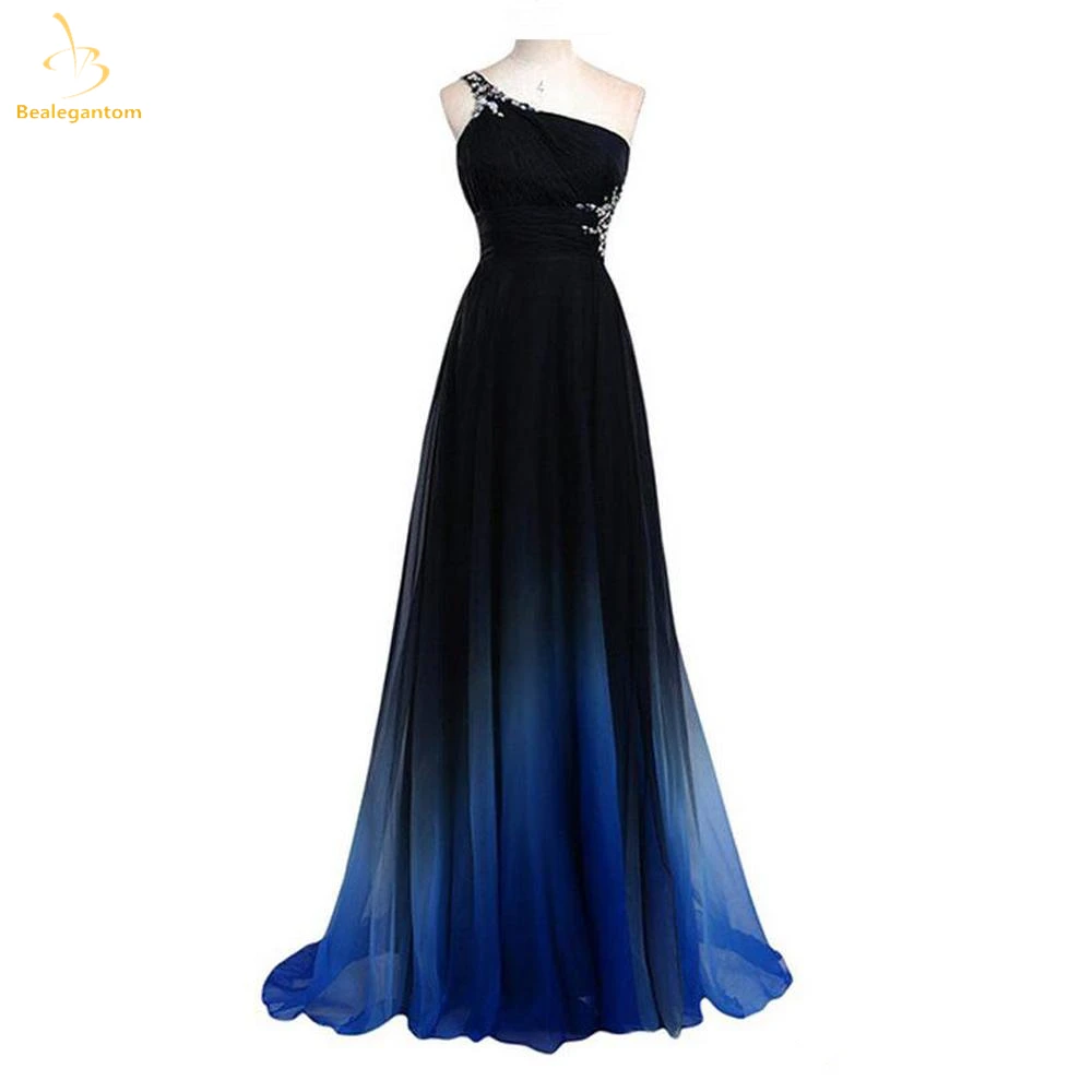 Bealegantom Elegant Gradient Chiffon Prom Dresses Beaded Sequin Ombre Formal Evening Cocktail Party Gown Robes De Soiree QA263