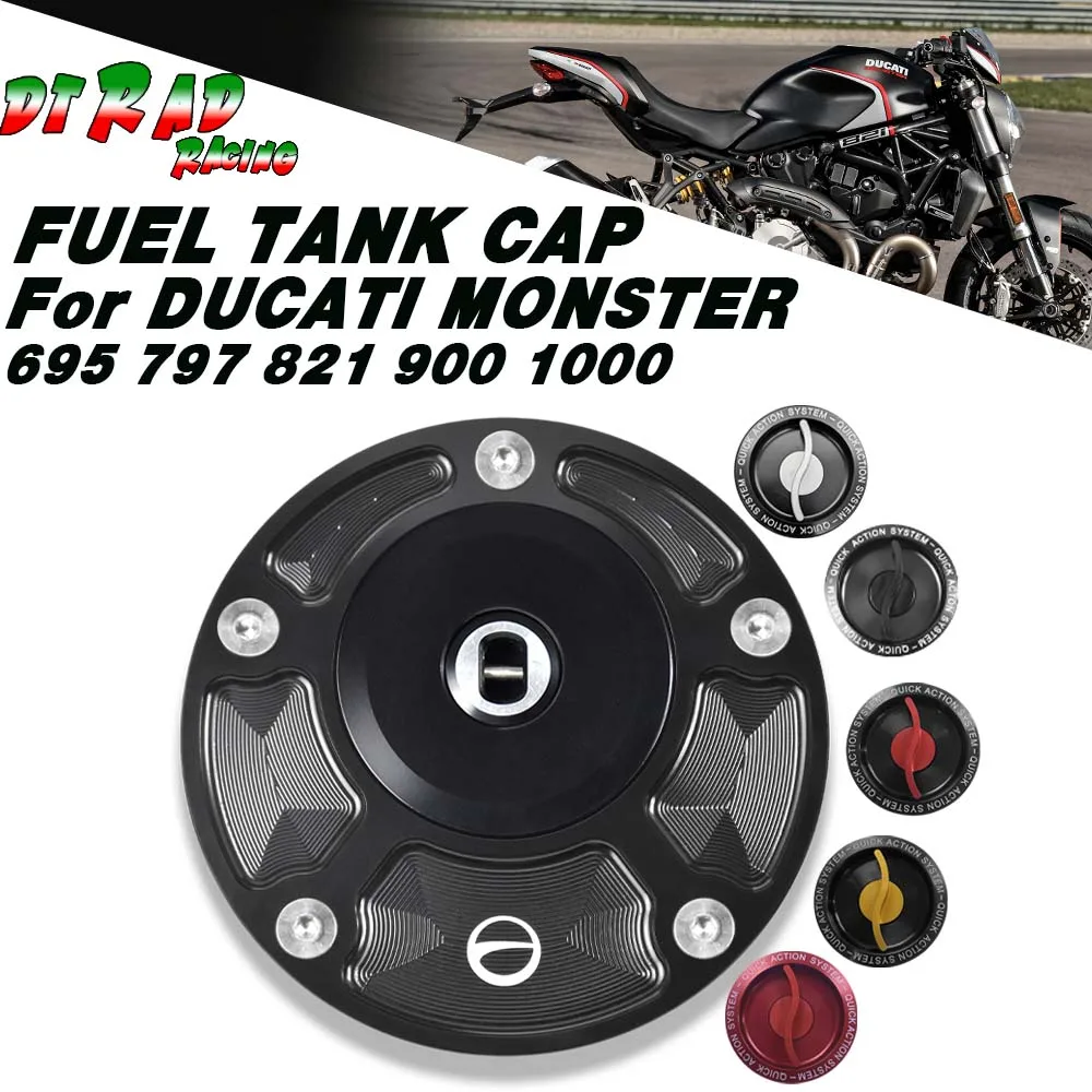 For DUCATI MONSTER 797 800 821 600 620 695 750 900 1000 Aluminum Billet Fuel Tank Cap Motorcycle With Key Locking Oil Gas Cover