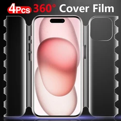 4PCS 360° Butterfly Hydrogel Film For iPhone 15 14 12 13Mini 11 Pro Max XS X XR Full Screen Protector for iPhone 15 14 Plus Film