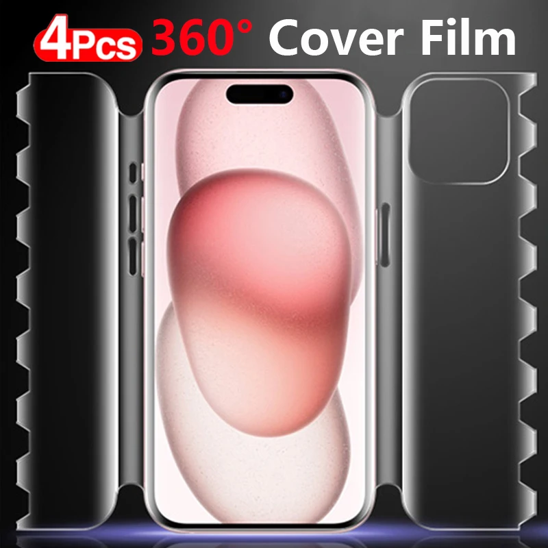 4PCS 360° Butterfly Hydrogel Film For iPhone 15 14 12 13Mini 11 Pro Max XS X XR Full Screen Protector for iPhone 15 14 Plus Film 