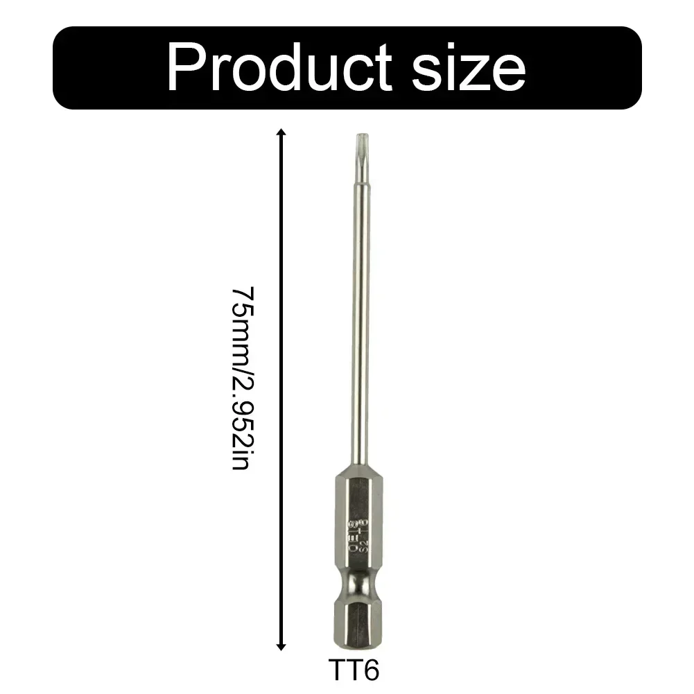 

New 75mm Hollow Torx Screwdriver Bits 1/4 Inch Hex Shank Magnetic Head Screw Driver Bits Torx6T7 T8 T9 T15 T20 T25 2023