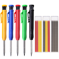 Solid Carpenter Pencil Set Woodworking Tools Mechanical Pencil 3 Colors Refill Construction Job Tools Carpentry Marking Scriber
