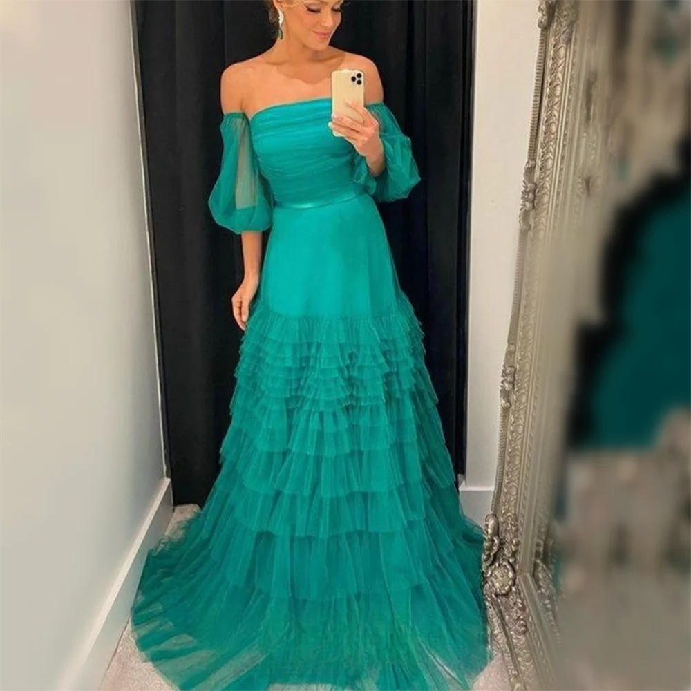 Amanda-Robe de Rhmulticouche verte émeraude, manches bouffantes, robe de Rhsexy, robe de mariée élégante, Off initié