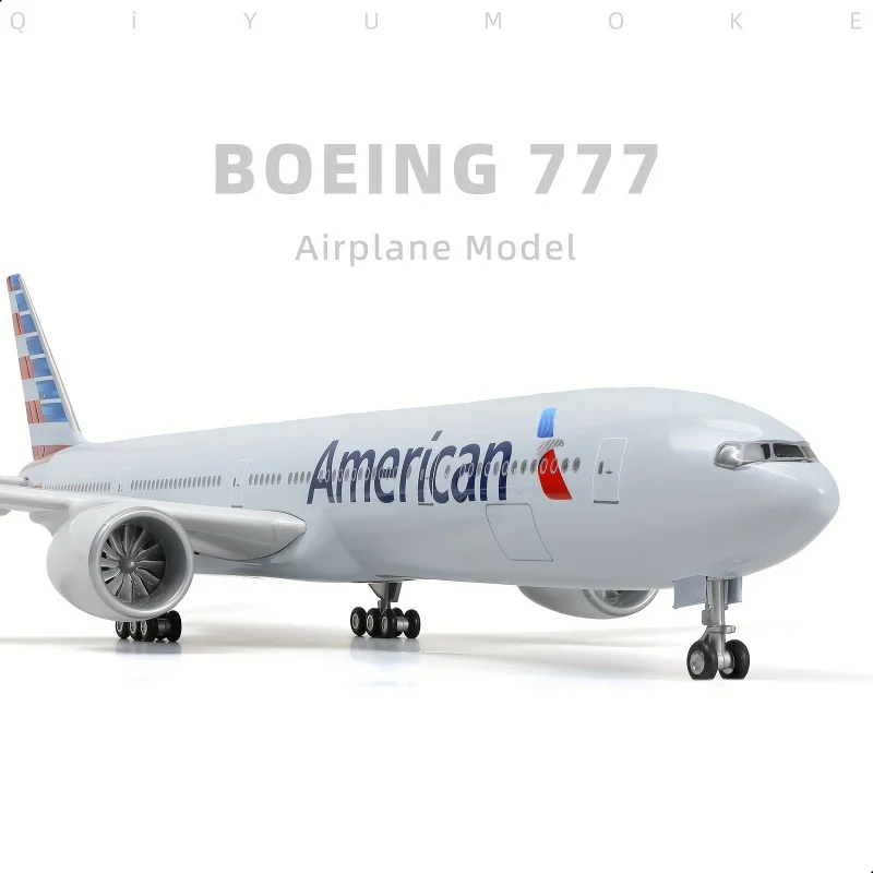 مجموعة نماذج Diecast كبيرة الحجم مقاس 18.5 بوصة من Boeing 777-300ER - مفصلة للغاية وقابلة للجمع مع حامل وميزات واقعية - مثالية f #5