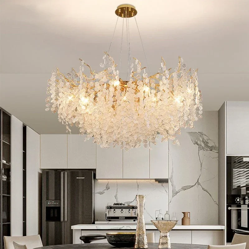 Imagem -02 - Luxo Cristal Lustres Gold Tree Branch Droplight Estilo Europeu Luz Pingente para Casa Sala de Jantar Quarto Decoração