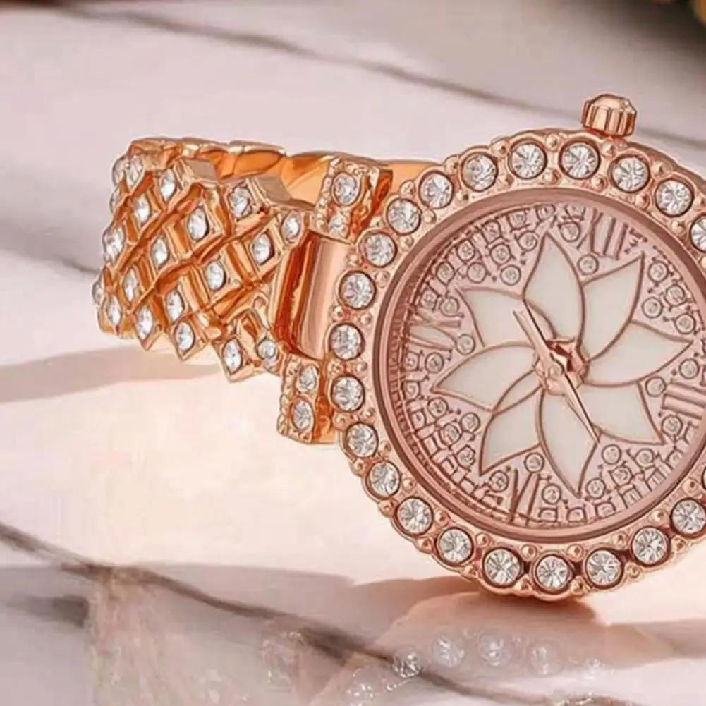 Rhinestone Decor Quartz Watch & 1Pcs Bracelet Fancy Women Watches Jewelry Sophisticated And Stylish Women Watch 