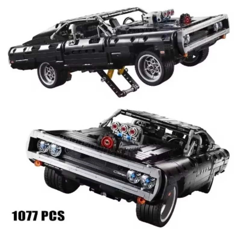 1077 Pcs Technical Dodge Charger Racing Car Building Blocks Model Moc 42111 Assemble Bricks Fast and Furious Toys For Boys Gifts