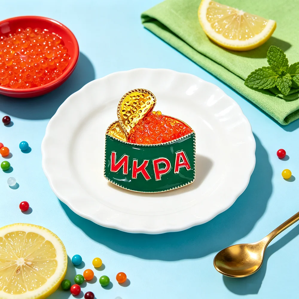 Novelty Canned Caviar Enamel P - огляд і ціна Russian Food Snacks