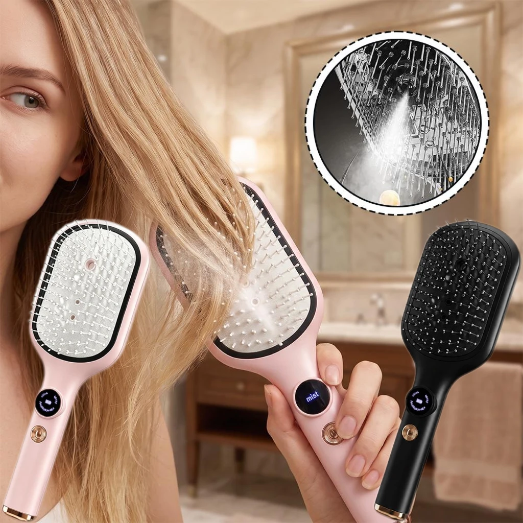 Wireless Hair Styling Anti-frizz Comb Tools 3-in-1 Rechargeable Steam Hair Straightener Electric Spray Air Cushion Massage Comb