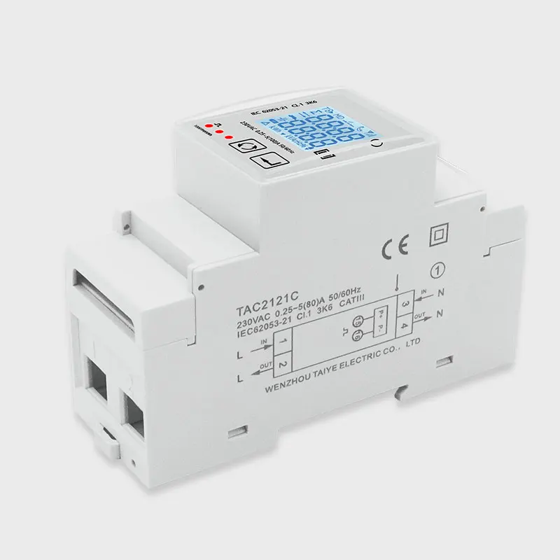 Tuya Smart WiFi Power Consumption Switch Energy Monitoring Meter 230V 80A Din Rail Remote Control LCD One Pulse Output