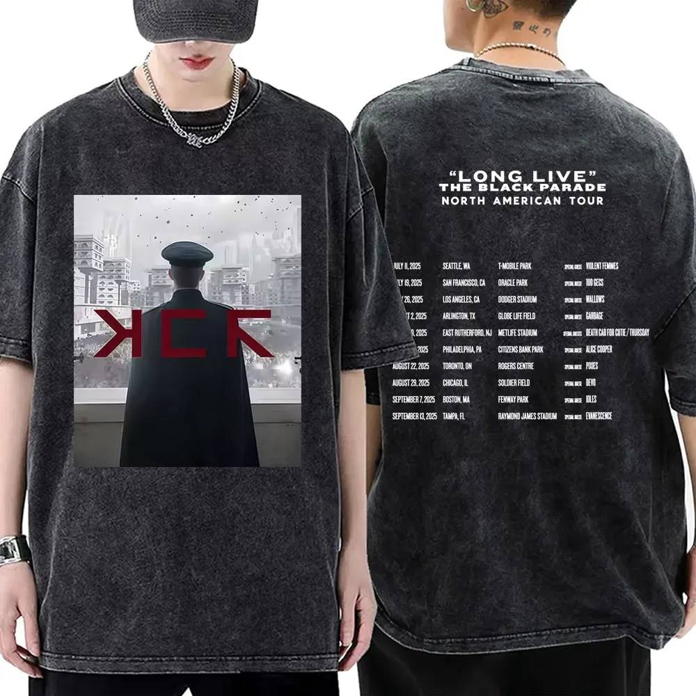 

Washed Vintage Punk Band My Chemical Romance Long Live The Black Parade 2025 Tour T-shirt Men Women Gothic Emo Crewneck T Shirts