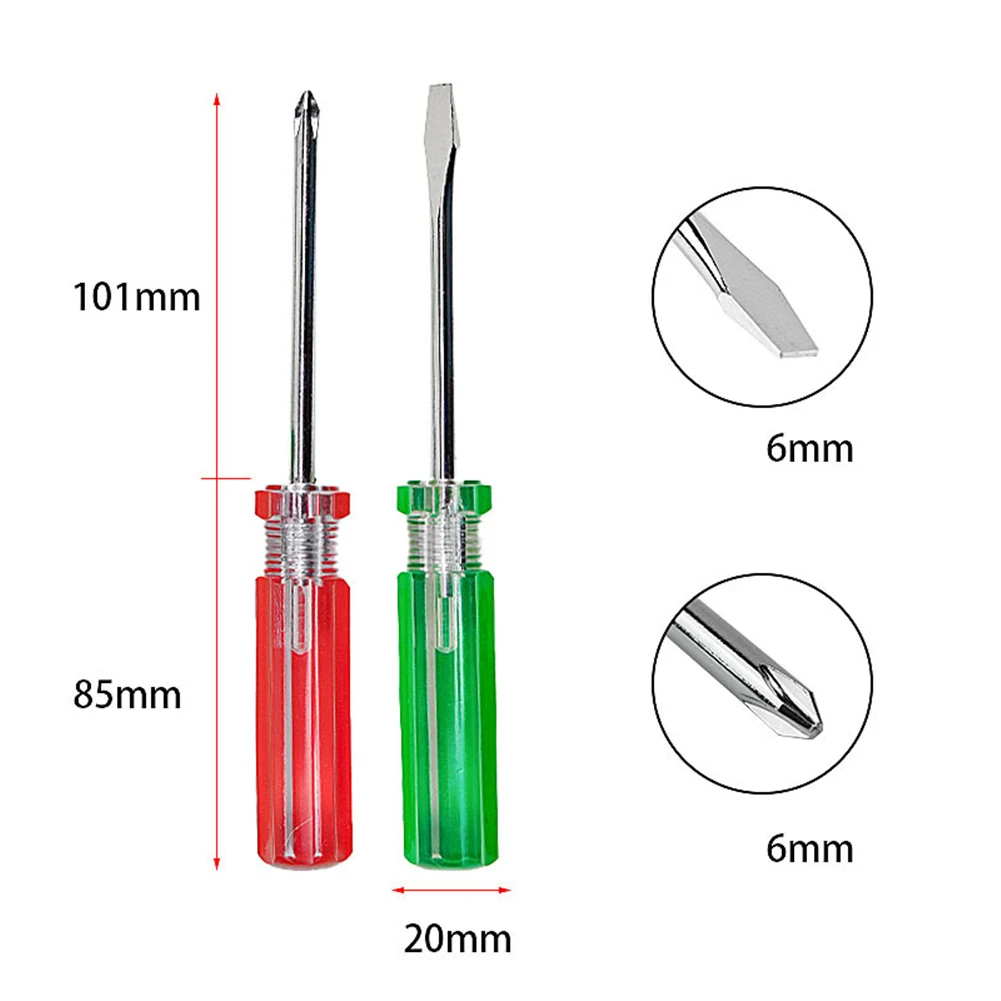 2PCS Schlitz Kreuz Schraubendreher Für Betrieb Kleine Schraube 3/5/6mm 3*75/5*75/6*100mm Kunststoff Hand Werkzeuge Schraubendreher Nutdrivers