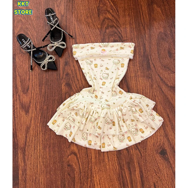 

Платье-юбка Hello Kittys Kawaii, милое уютное платье в стиле Y2K, повседневная мягкая облегающая юбка-тортик, женские сексуальные платья без бретелек, подарок для девочки