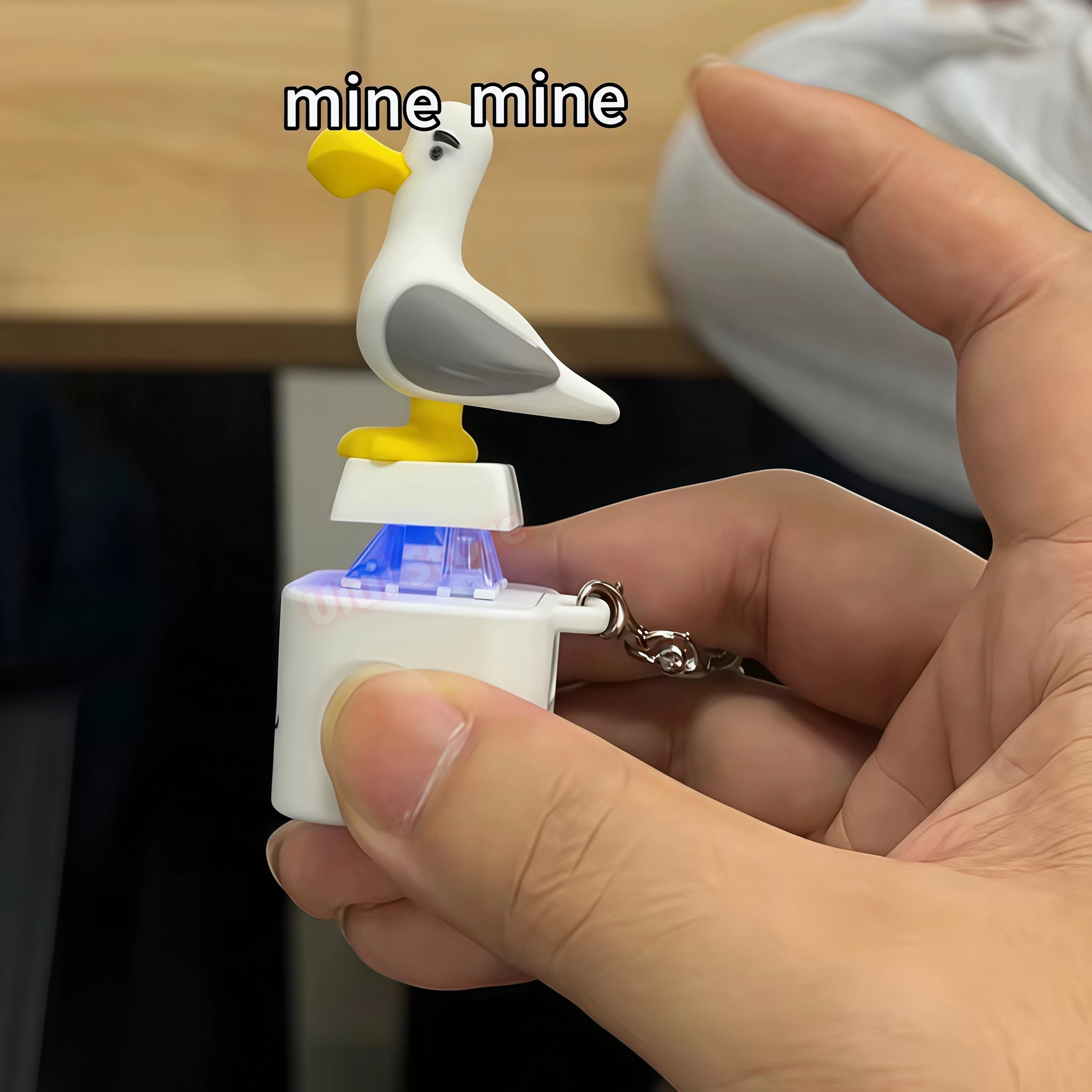 Funny Mine Bird Voice Keys Pendant Keyboard Decompression Sound Little Seagull Creative Keychain Keyrings Office Birthday Party - view 4