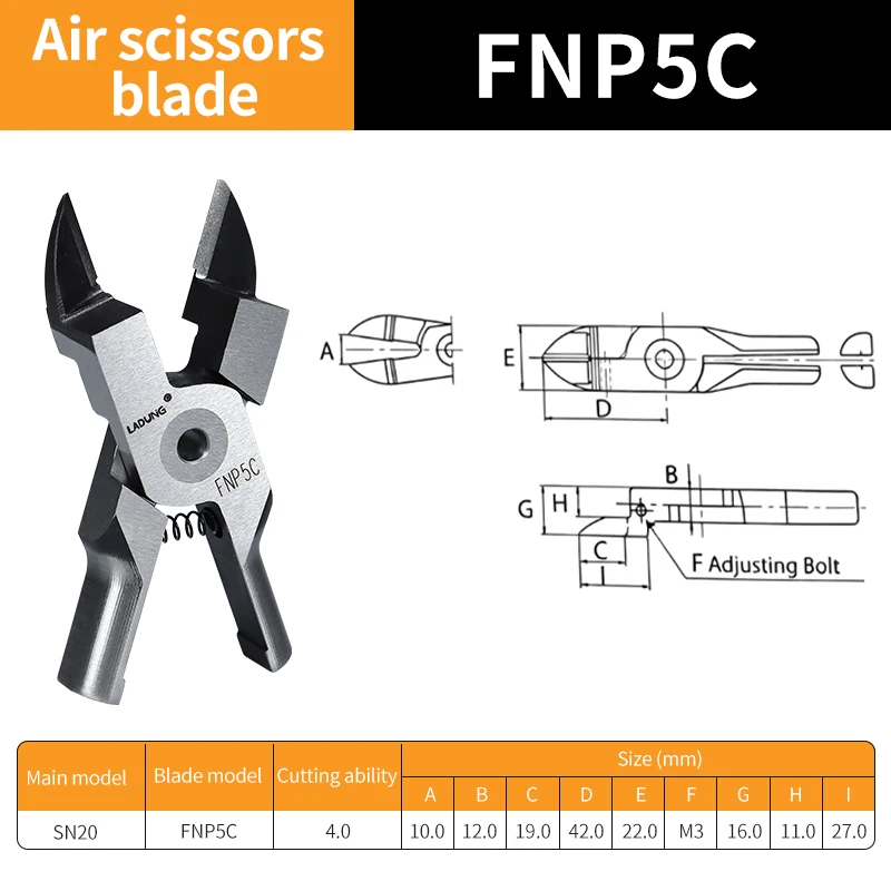 LADUNG FN3K/FN3AMR/FN5C/FNP5L Miniature Pneumatic Nipper Cutting Pliers for Robot Arms - Plastic Sprue Air Shear Head