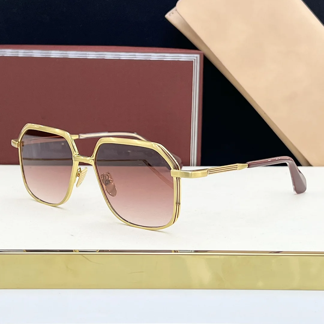 Handmade Alloy Large Square Sunglasses Designer Brand UV400 Protection Gold Classic Vintage Retro Outdoor Fashion Shades for Men