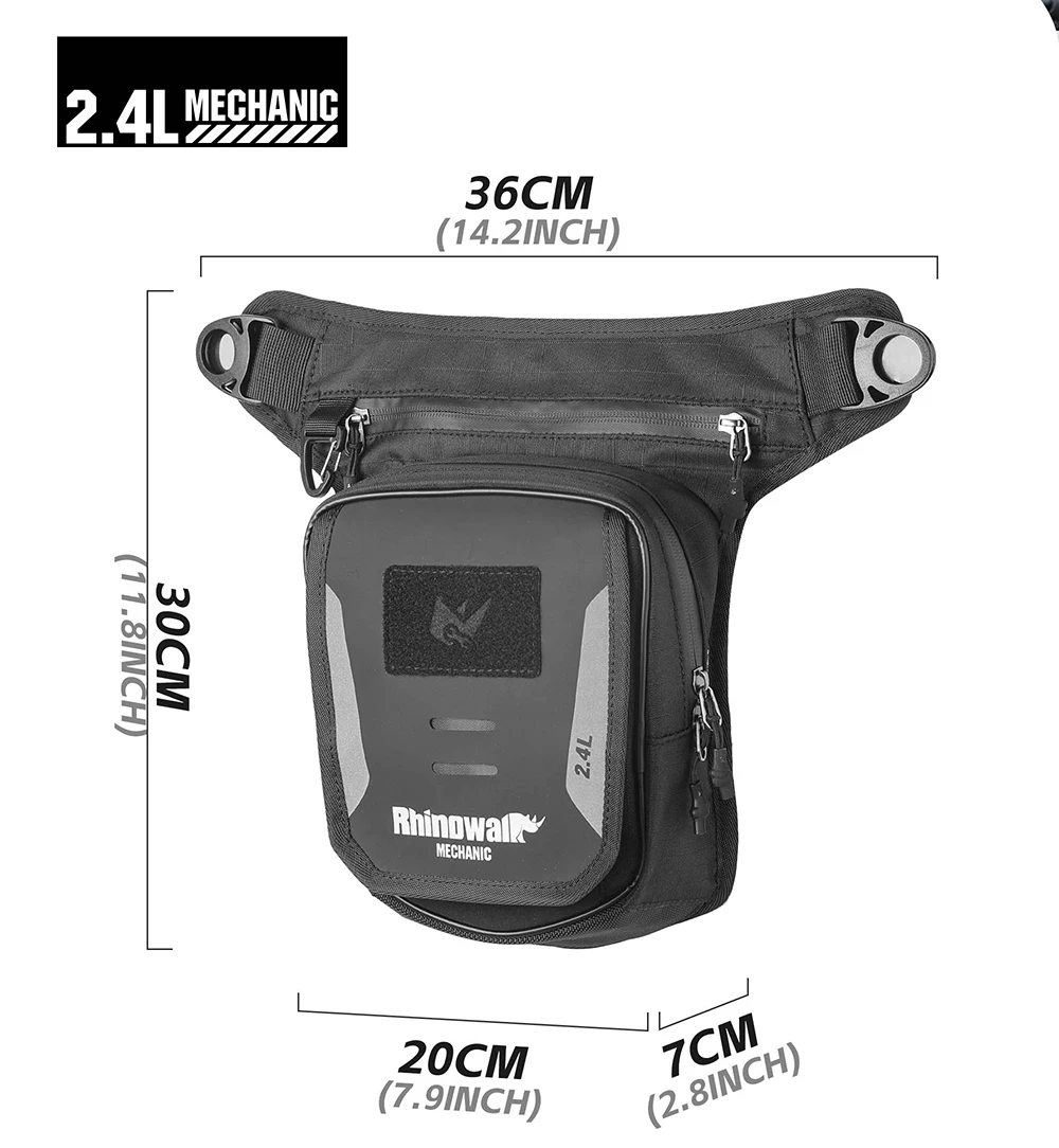 Rhinowalk Motorrad-Hüfttasche mit Drop-Bein, 2,4 l, mehrere Taschen, Motorrad-Tanktasche, nicht magnetische Riemeninstallation – Detail 5