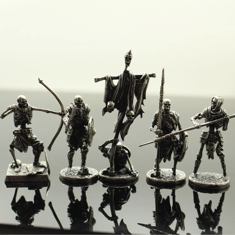 Copper Skeleton Legion Figurines Miniature Decoration Retro Metal Skull Soldier Army Model Statue Desk Toy Ornament