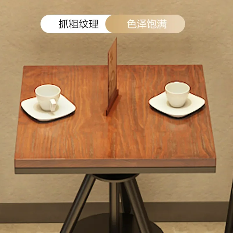 Industrial Wind Iron Art Solid Wood Dining Tables Home Furniture Coffee Shop Milk Tea Shop Bar Table Can Lift Small Square Table