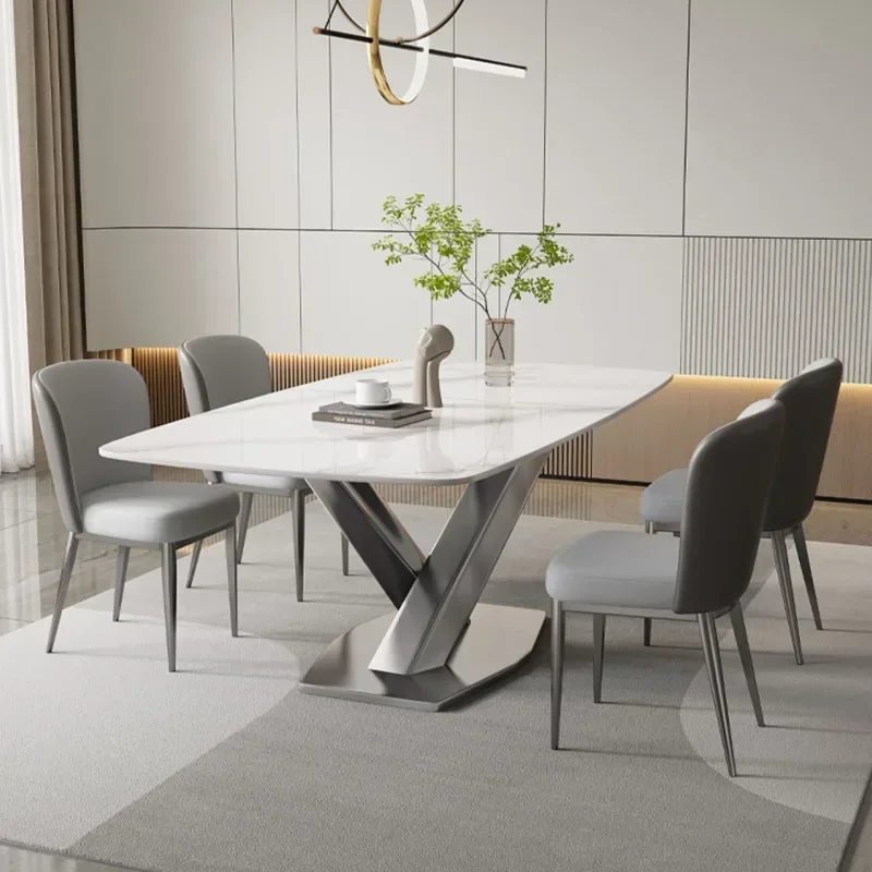 Metal Nordic Chairs Dining Table Kitchen Luxury Natural White Dining Table Restaurant Side Mesa De Jantar Home Furniture