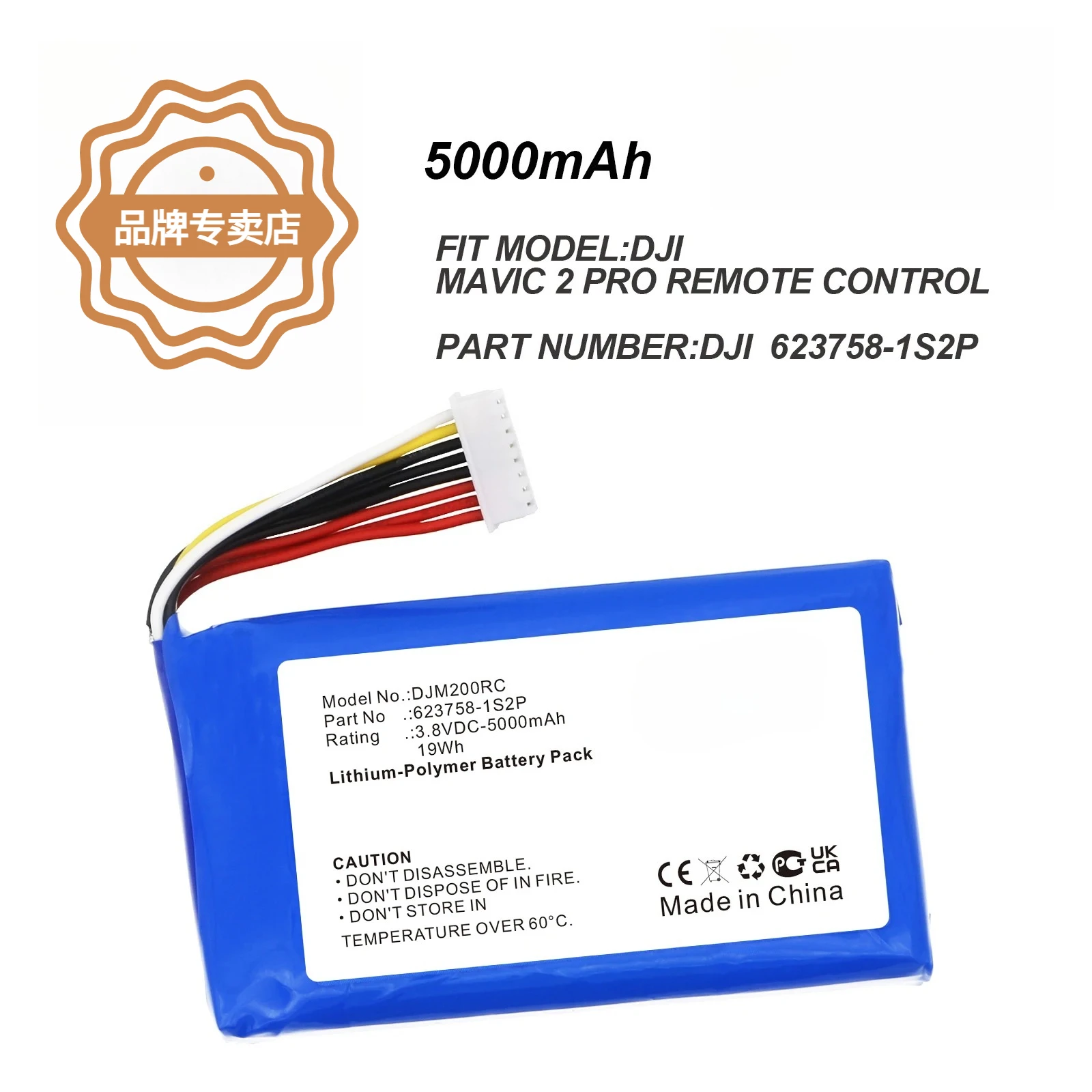 5000mAh Remote Controller Battery 623758-1S2P for DJI Mavic 2 Pro Remote Control +TOOL.--3.8V--Li-Polymer