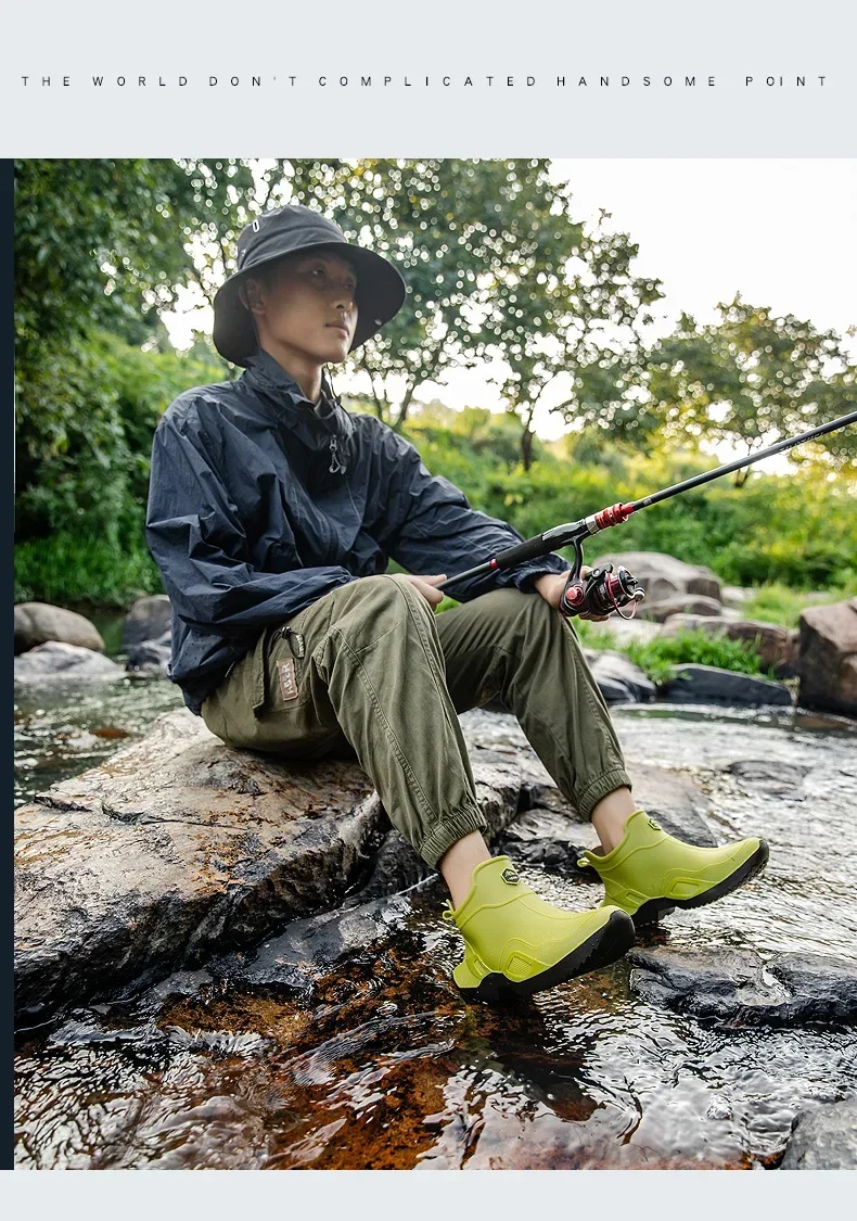 Unisex Kurze Regenstiefel Rutschfest Verstärktes PVC-Material Runde Zehenkappe Knöchelhoch Paarstiefel für Frühling und Sommer Wasserschuhe – Detail 25
