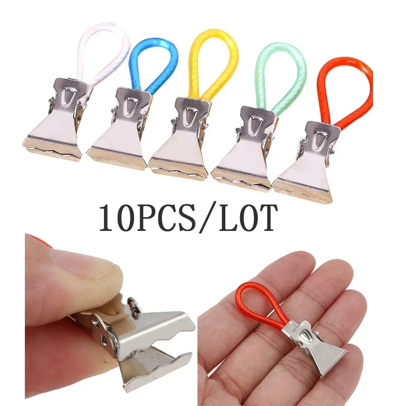 10Pcs Clothes Pegs Stainless Steel Clothespins Colorful Laundry Tea Towel Hanging Clips Loops Kitchen Bathroom