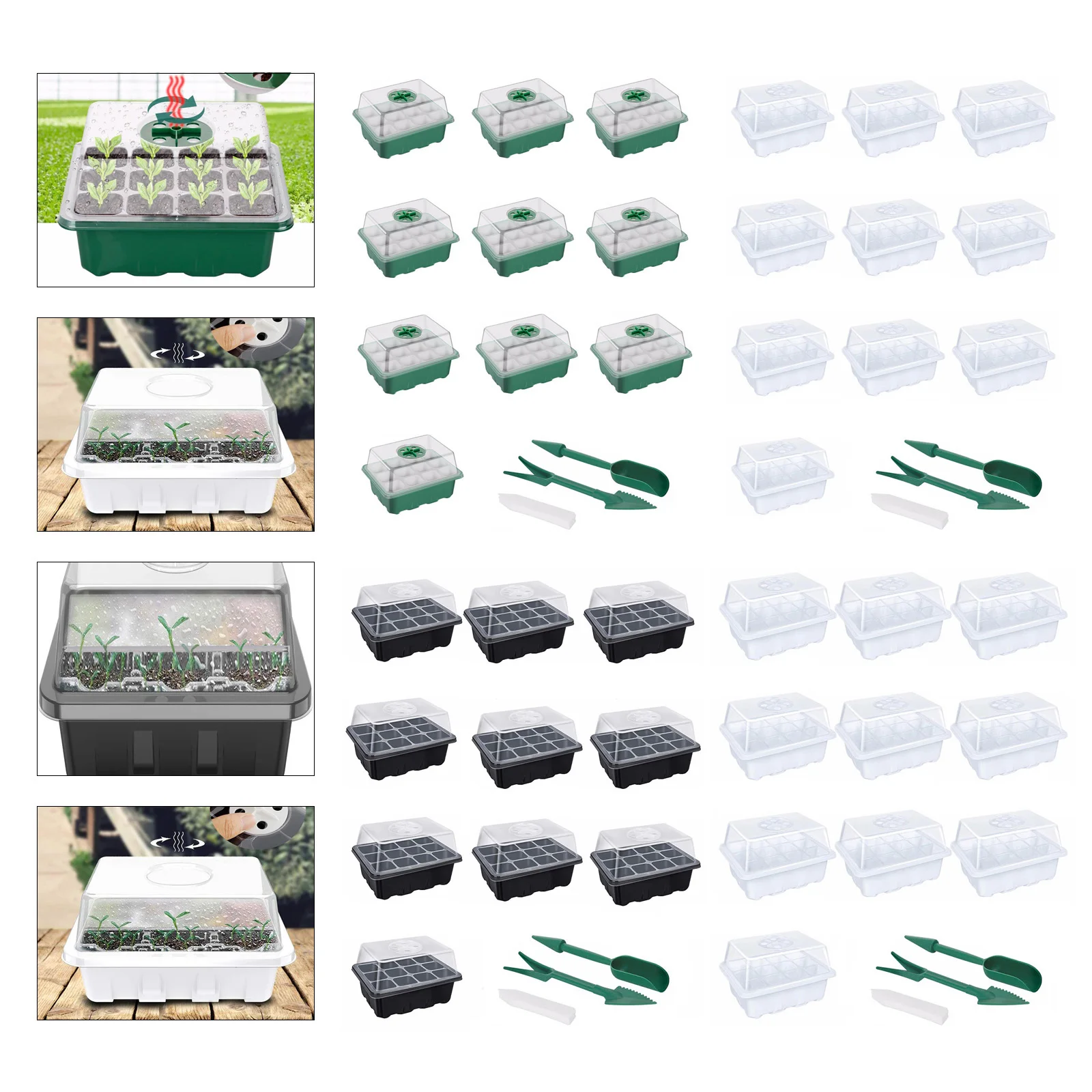 

10 PACK Propagator Tray Starter Kit with Adjustable Humidity Dome