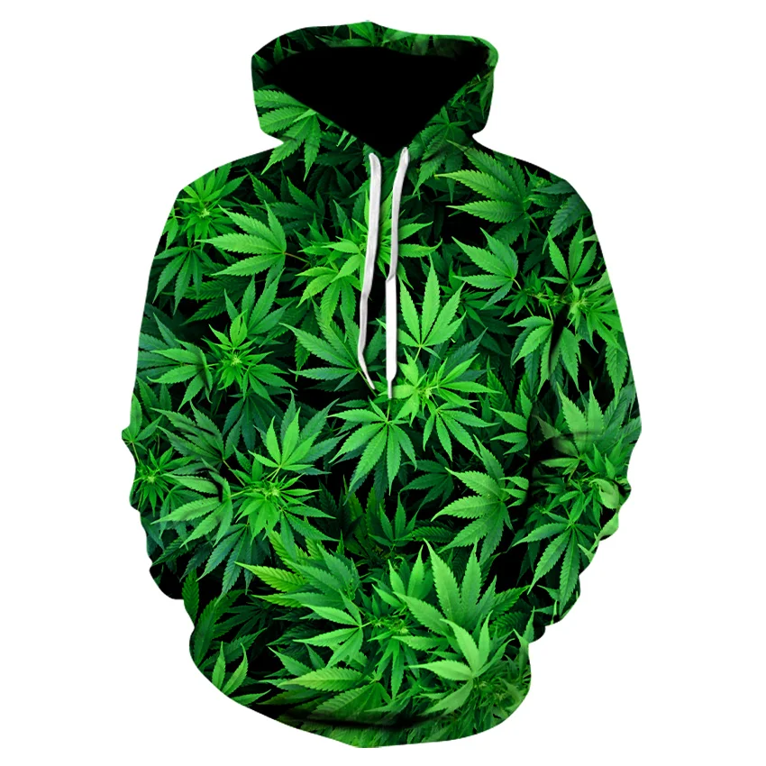 

Fashion hot autumn winter hoodies green leaves coat weeds jerseys fashionable clothing harajuku 3d print mens clothing oversized