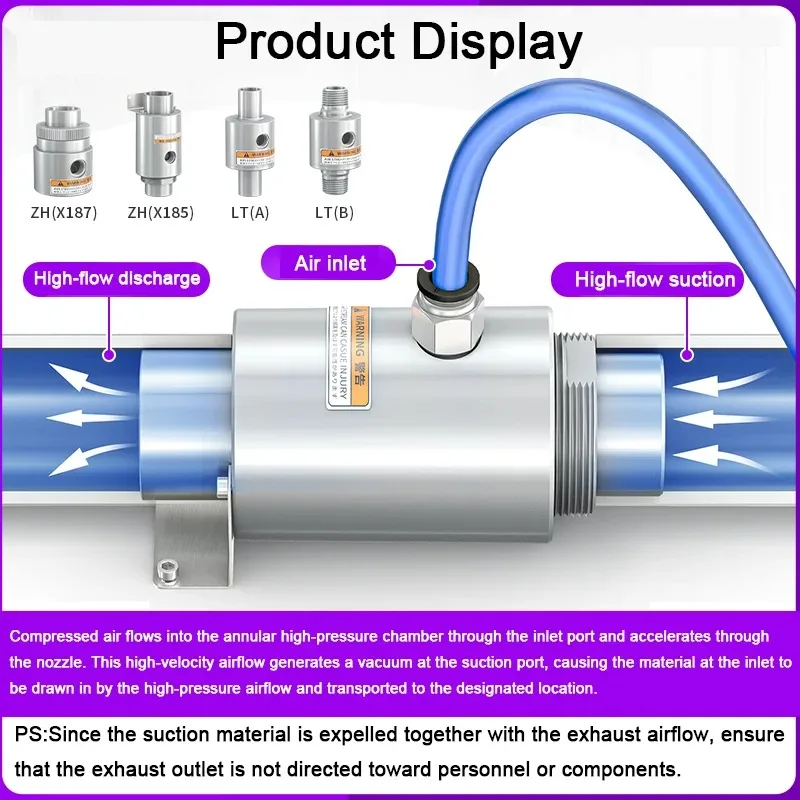 Machine Suction Device Air Amplifier Particle Conveyor ZH10-X185 ZH Series Vacuum Conveyor Vacuum Generator Pneumatic Feeding