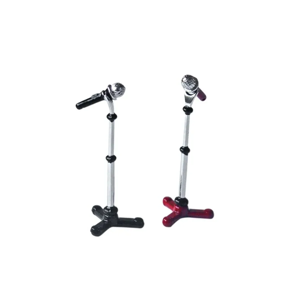 

Модная миниатюрная подставка для микрофона, мебель из сплава, мини-модель микрофона, винтажная сборная модель 1:12, аксессуары для кукольного домика