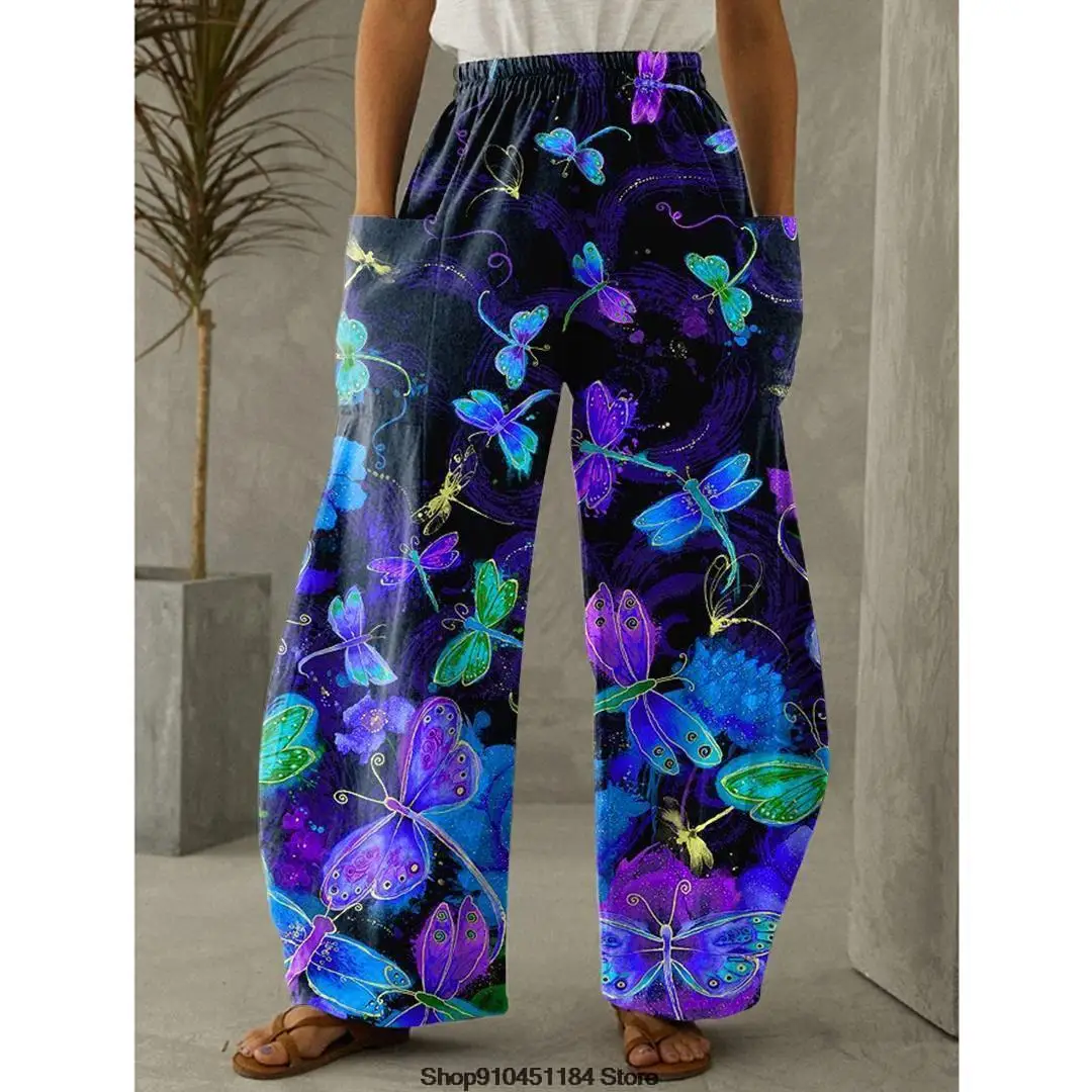 2023 Summer Trend: Women\'s Butterfly Print High Waist Wide Leg Pants - Fashionable and Unique Street Style Summer Outfit