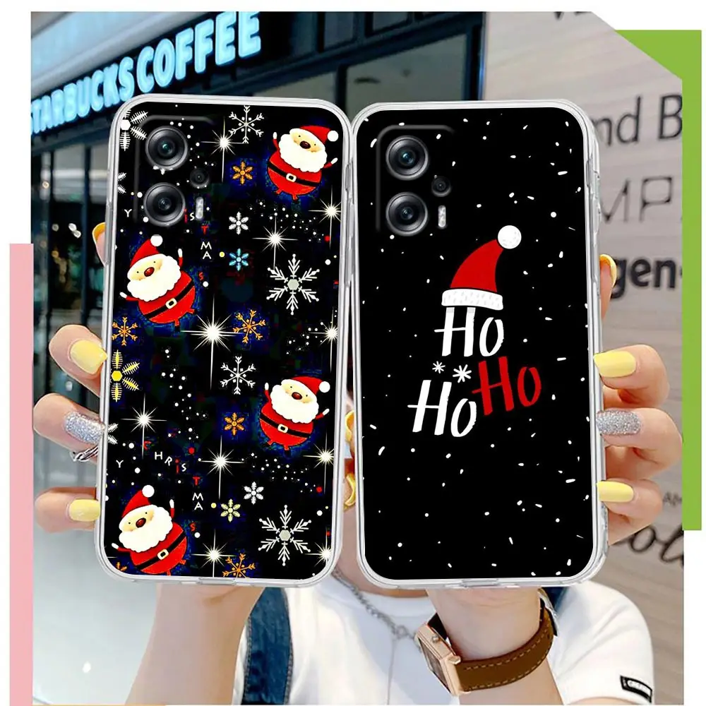 Clear Phone Case For Redmi NOTE 12 11 11T 13 10 9 8 7 Pro PLUS 4G 5G Transparent Soft Case Funda Shell Merry Christmas Everyone