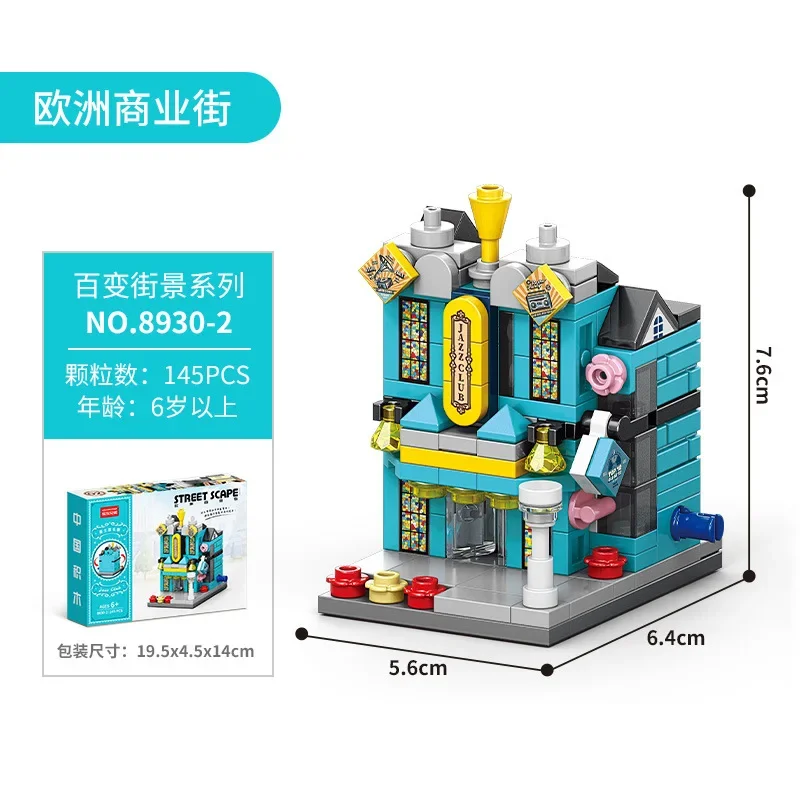 Mini Europäischen Kommerziellen Straße Bausteine Stadt Shop Jazz Club Architektur Ziegel Street View Modell Spielzeug Für Kinder Geschenk