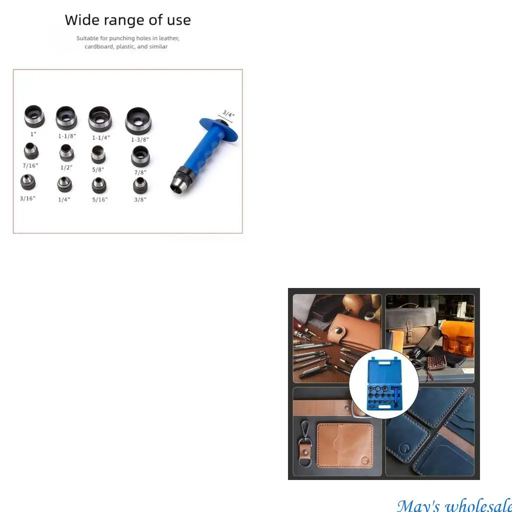 

Leather Tool With 13 Size High Carbon Steel Ergonomic Handle Hollow Set For Precise Hole Cutting 448A