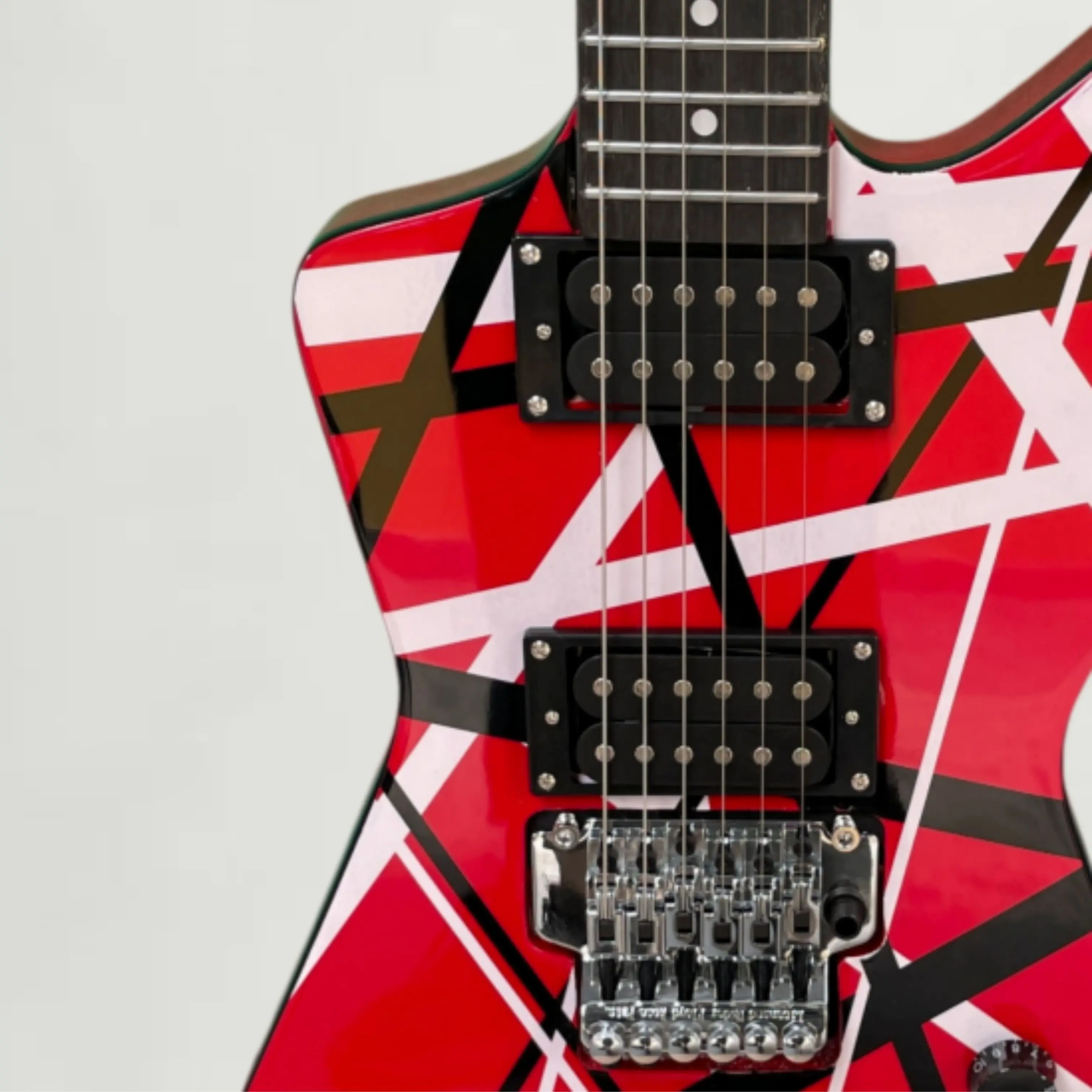 Red Electric Guitar with Black-White Irregular Striped Body Guitars, HH Pickups, Powerful Heavy Tone, Sturdy & Durable Guitarra