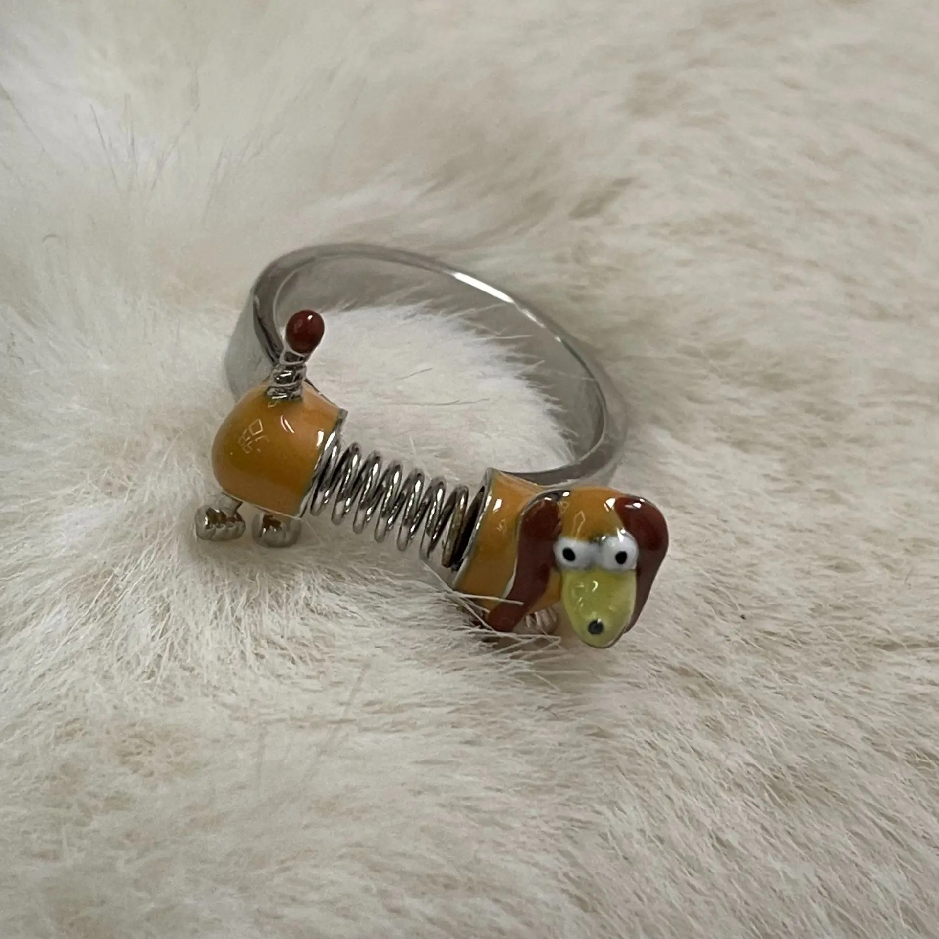 Kpop Y2K Cute Dog Ring Female Niche Design Spring Adjustable Ring For Girl Men Creative Grunge 2000s EMO Jewelry New Accessories