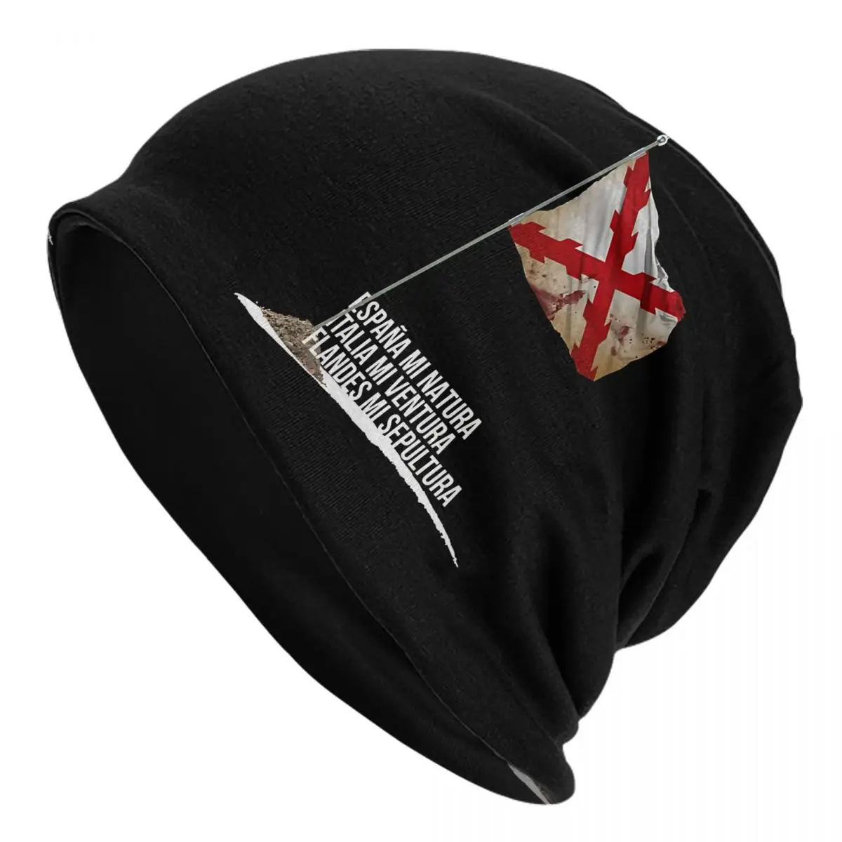 

Burgundy Cross Flag Cruz De Borgona Bonnet Hats Vintage Street Spanish Empire Skullies Beanies Hat Warm Dual-use Caps
