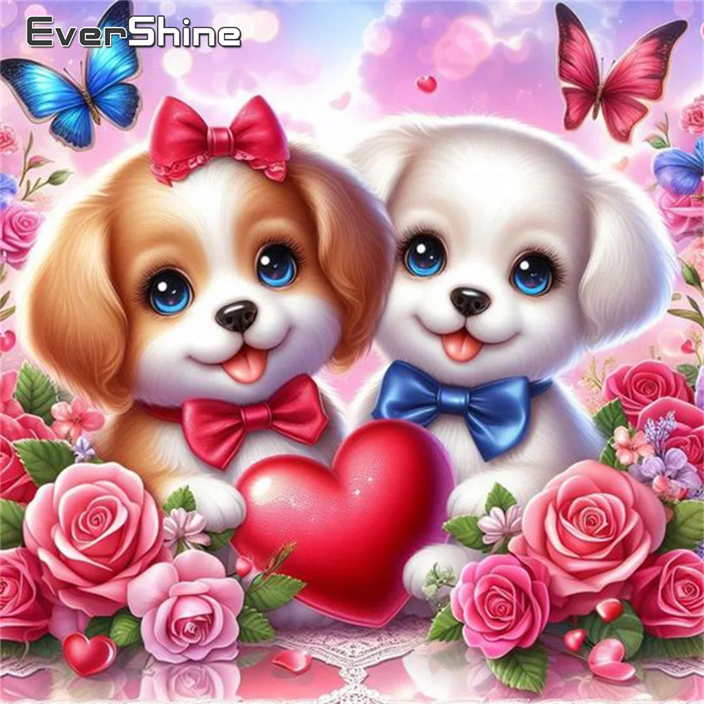 

Evershine Diamond Painting Dog Animal Cross Stitch Set Mosaic Rose Flower DIY Art Cartoon Embroidery Heart Love Handicraft