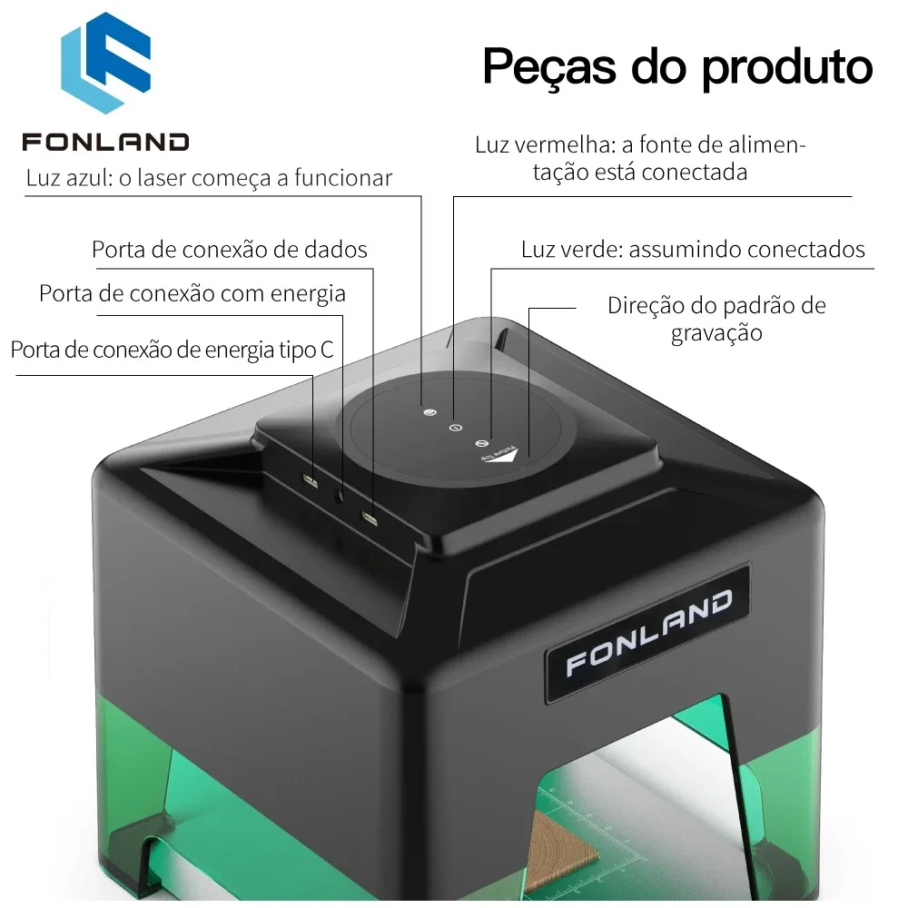 เครื่องแกะสลักเลเซอร์ Fonland XN001/XN003 เครื่องแกะสลักเลเซอร์ DIY ขนาดเล็ก รวดเร็ว สำหรับทำโลโก้ แกะสลักบนกระจก เครื่องพิมพ์ตัดไม้ งานไม้ พลาสติก