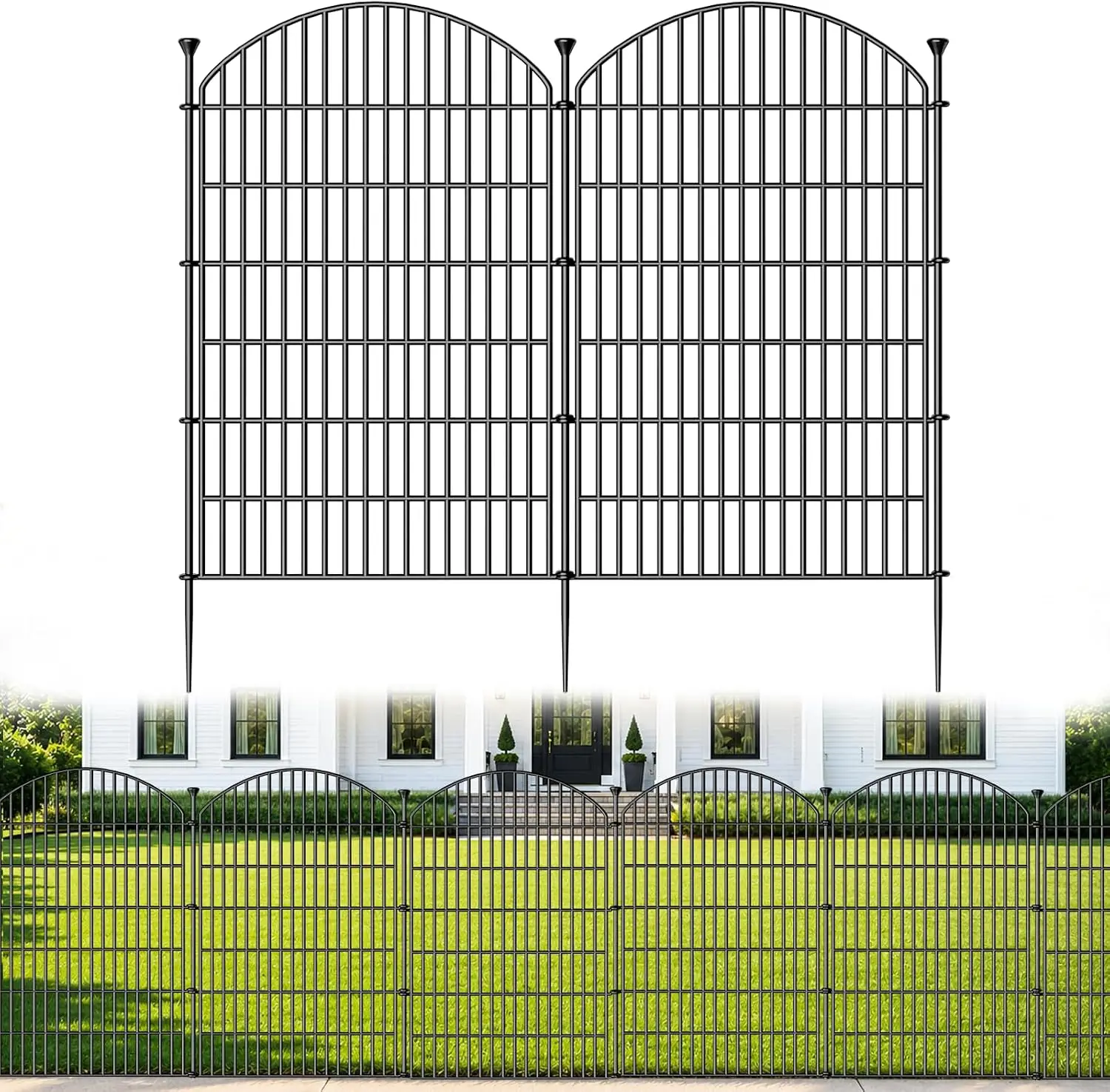 No Dig Garden Fence Panels, Dog Fence Outdoor for Yard, 12 Pack | 40in(H) x 29ft(L) Rustproof Metal Animal Barrier for Rabbits