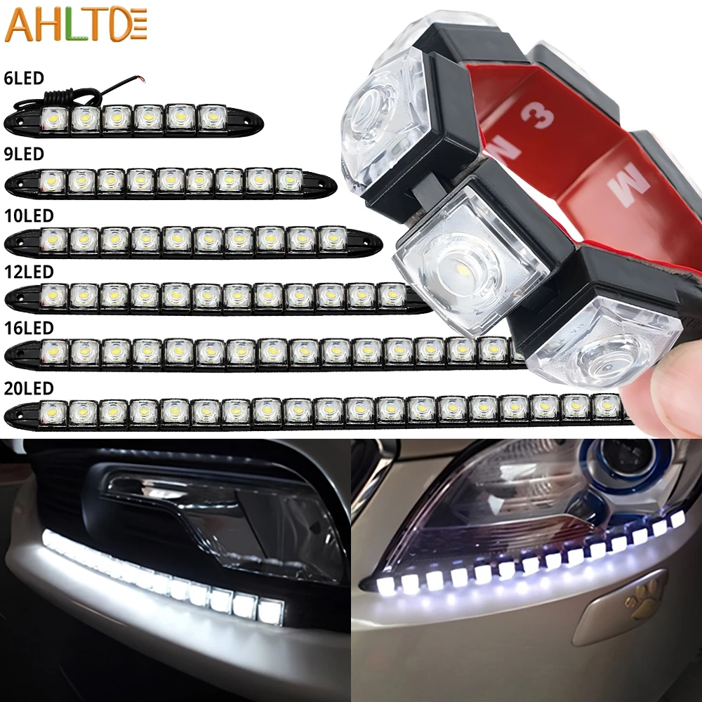 

1X DRL COB White Flexible 6/9/10/12/16/20led Fog Light DayTime Running Auto HeadLamp Waterproof ultra Bright LED Car Styling 12V