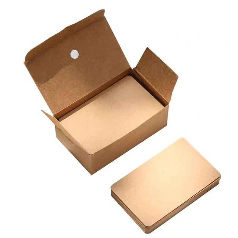 100pcs Kraft Paper Blank Greeting Cards Postcards And Envelopes Round Edge Lettering Message Note Labels White Black