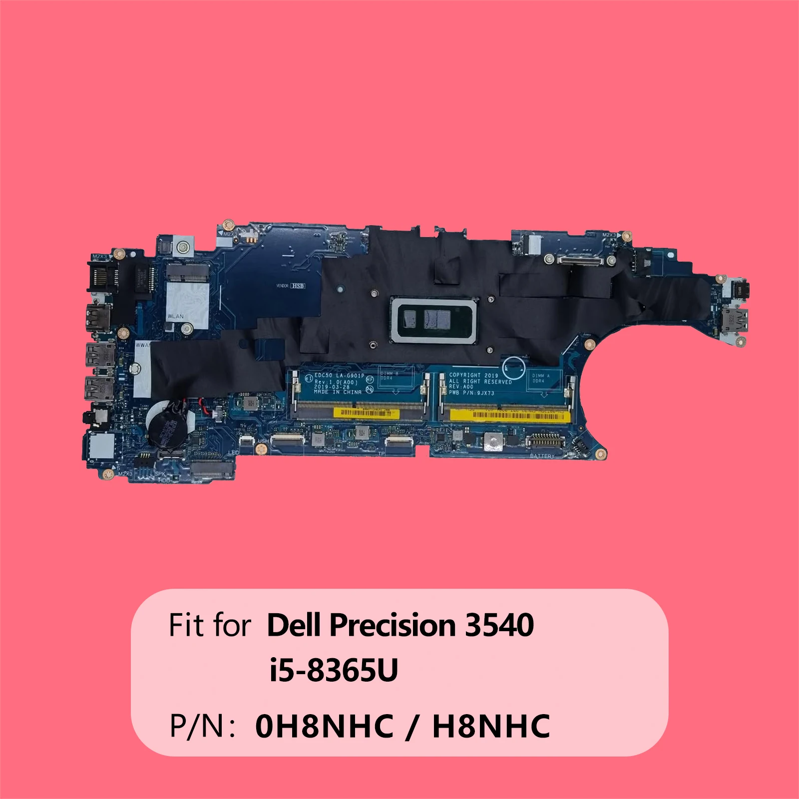 For Dell Latitude 5500 Motherboard EDC50 LA-G901P System Board i5-8365U Processor 0H8NHC H8NHC