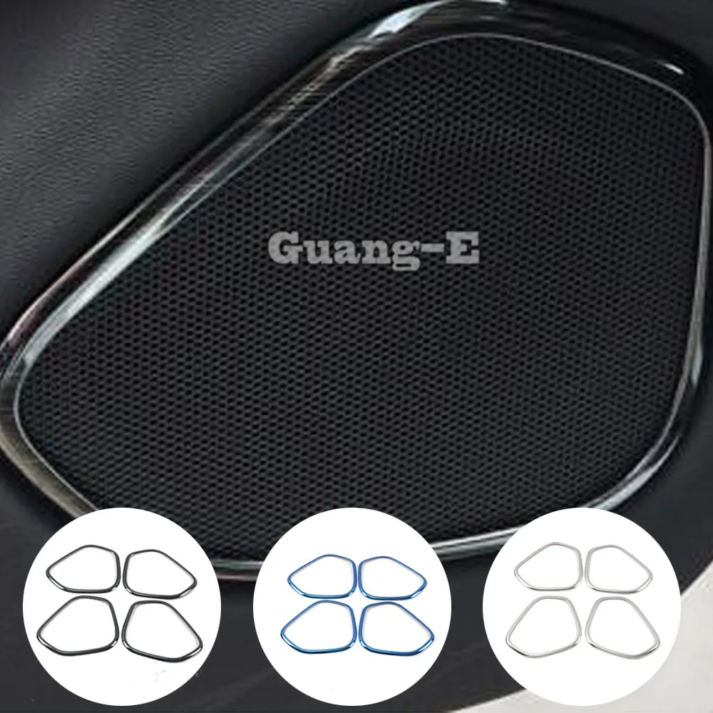 Styling Stick Stainless Steel Inside Audio Speak Sound Cover Ring Circle Lamp Trim 4pcs For Volvo XC60 2018 2019 2020 2021