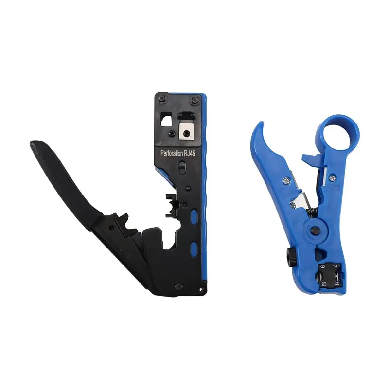 Crimper RJ45 Cat7 Pass Through Crimp Tool With Wire Stripper Cutter Pliers Multifunctional Network Cable
