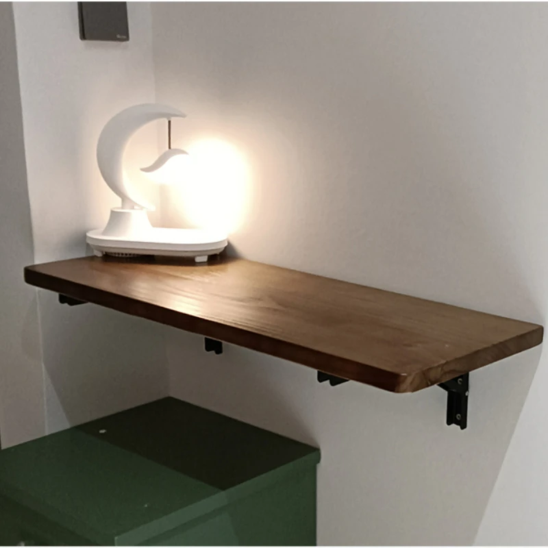 

Solid Wood Wall Folding Tables Metal Bracket Stable Load-bearing Simple Bar Table Small Apartment Hanging Wall Computer Desks